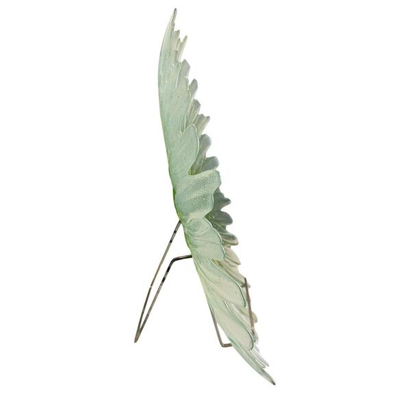 17” Green Sunflower Platter Hand Blown Art Glass Large Serving Tray Heavy Flower - Picture 8 of 12